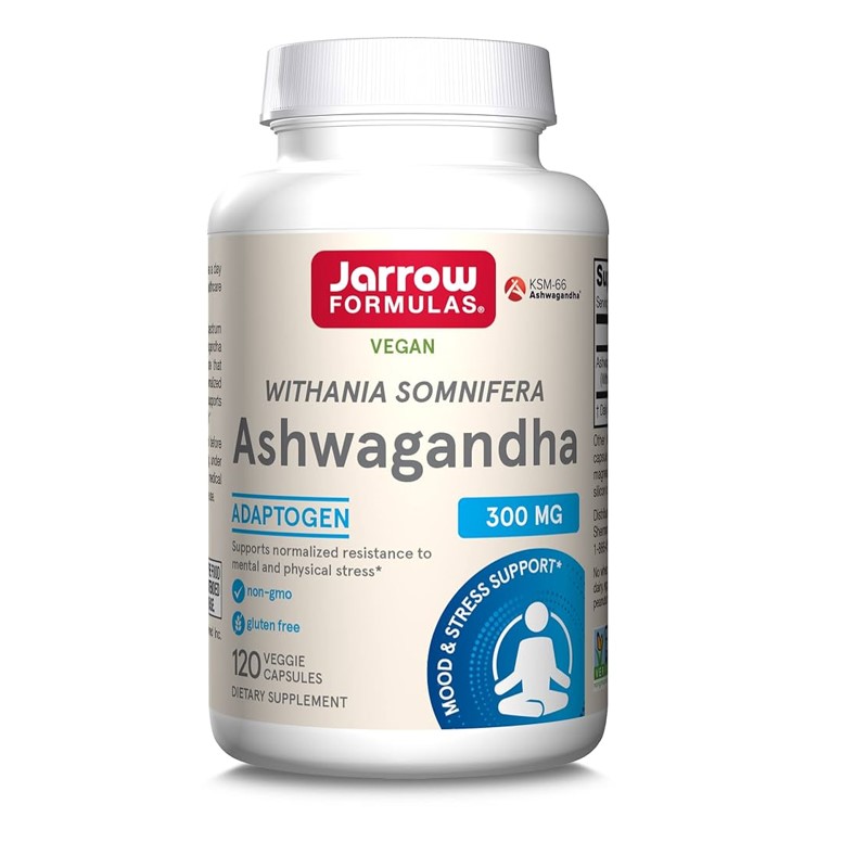 Jarrow Formulas Vegan Ashwagandha Stress & Adaptogen Support 300mg 120 Veggie Capsules